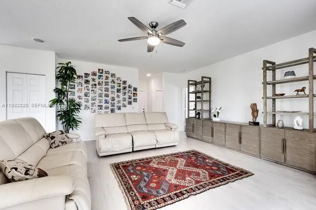 a living room with furniture