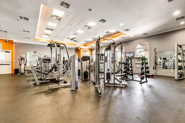 a view of a park with tree s