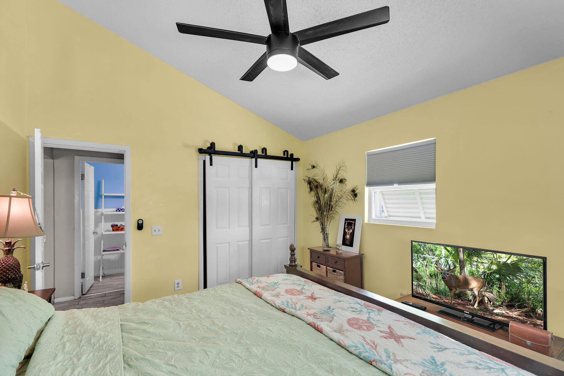 2361 Pensacola Road Big Pine Key, FL 33043 - Photo 17 of 35 bedroom 2 with barn door closet and tv