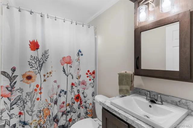 a bathroom with a sink toilet and a mirror