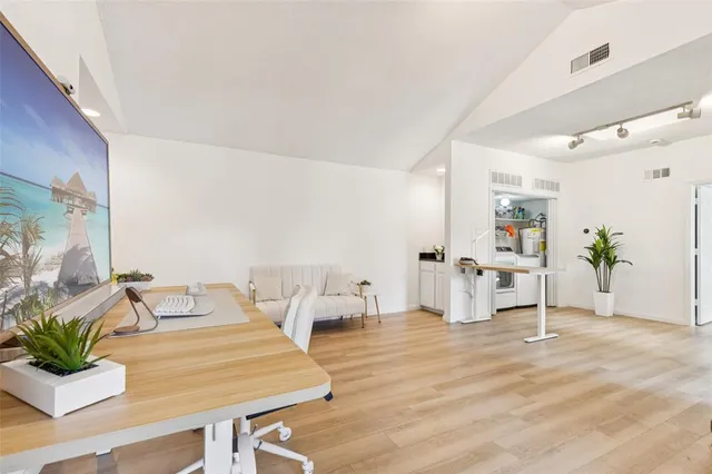a living room with furniture