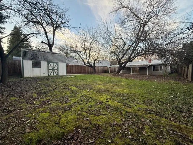 a view of a backyard