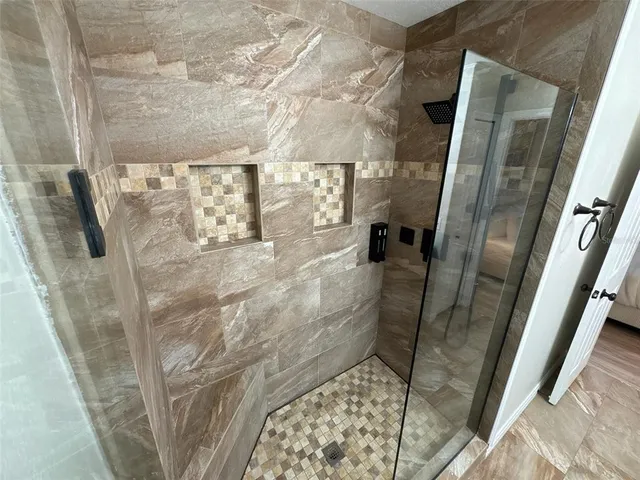 a bathroom with a shower