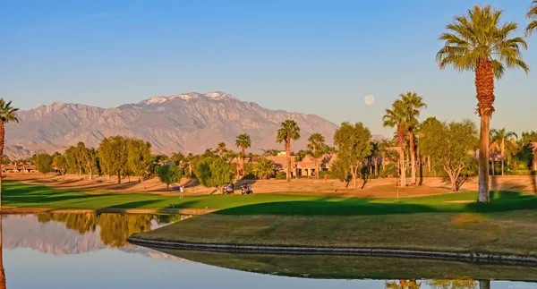 a view of a yard with mountain