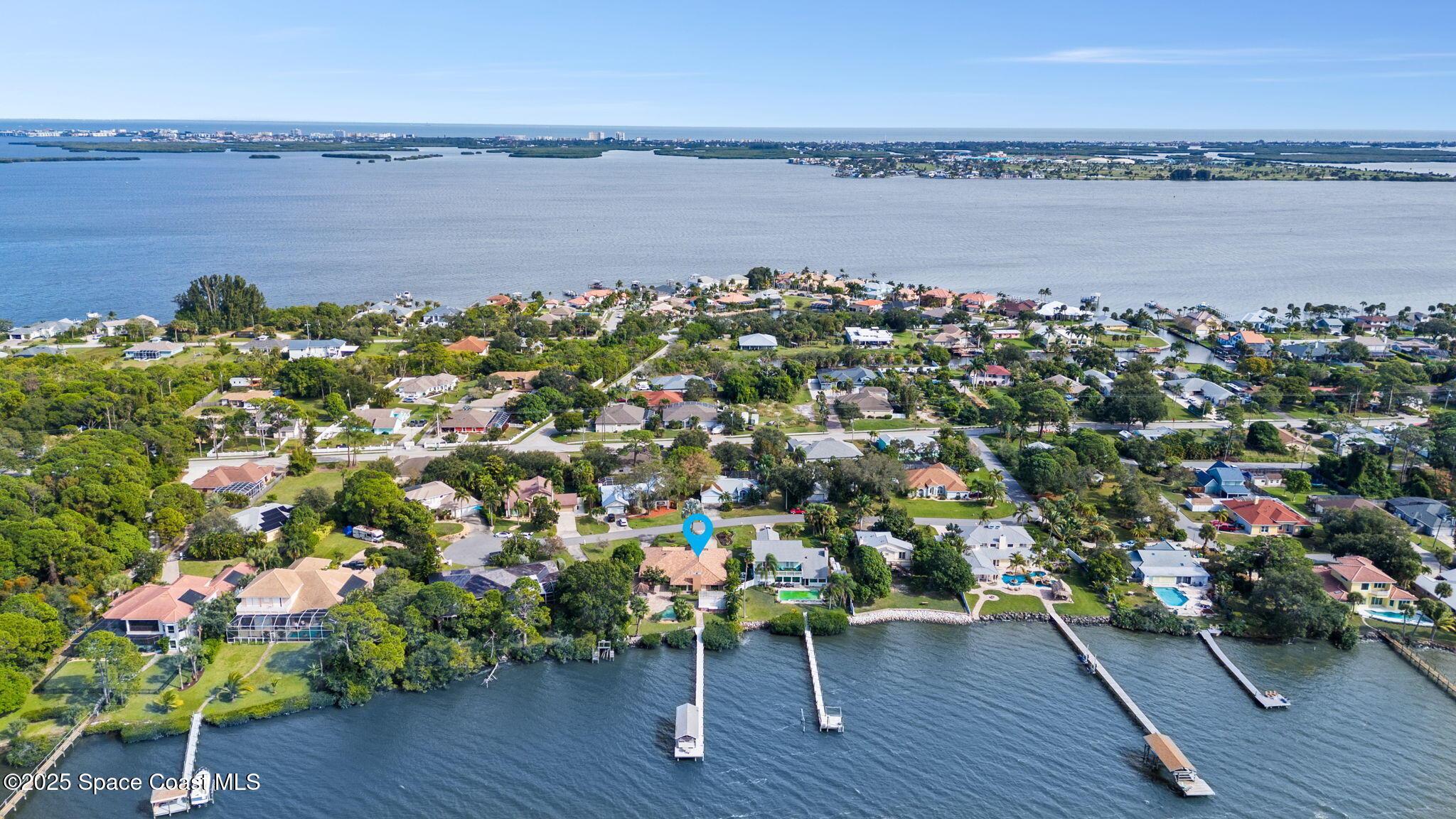 1940 Gates Road Merritt Island, FL 32952 - Photo 8 of 72 Aerial w/ Pin Looking East