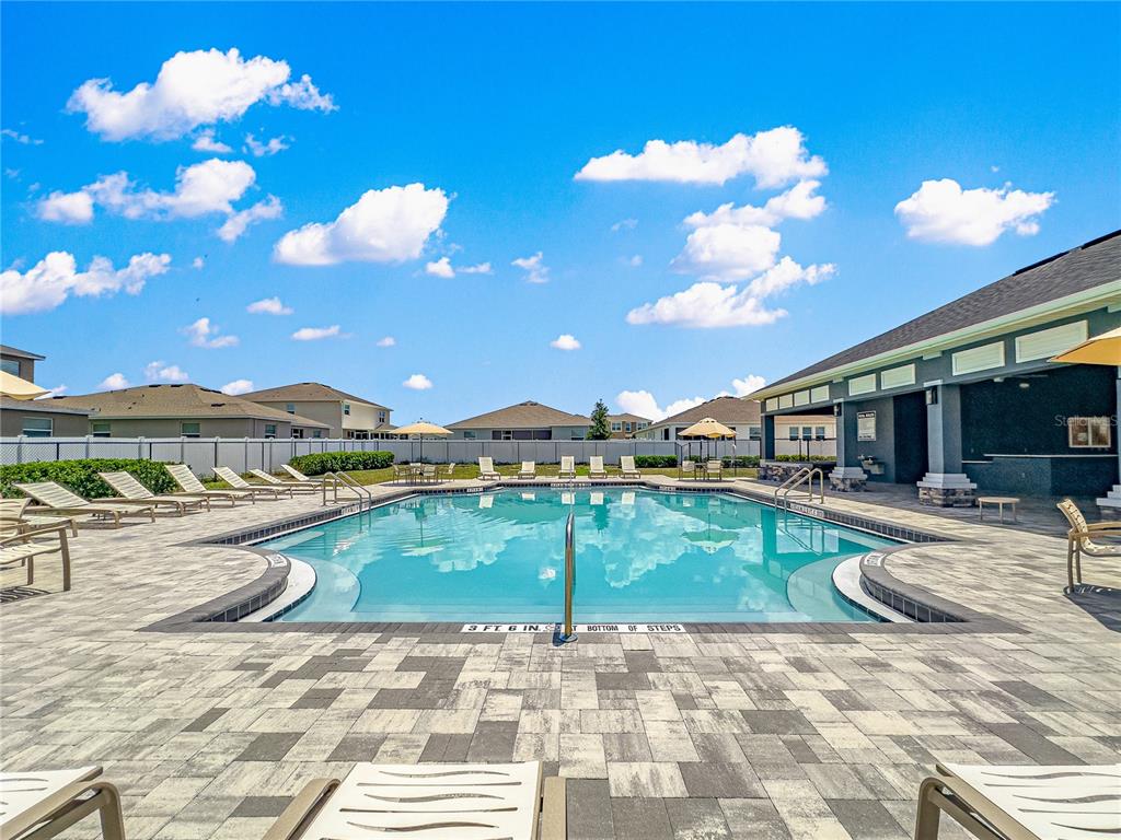 8142 Southwest 59th Avenue Ocala, FL 34476 - Photo 49 of 54 a view of a swimming pool with a lounge chairs in patio