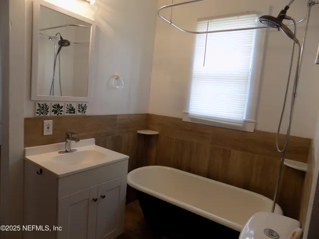 a view of small space with racks on the wall