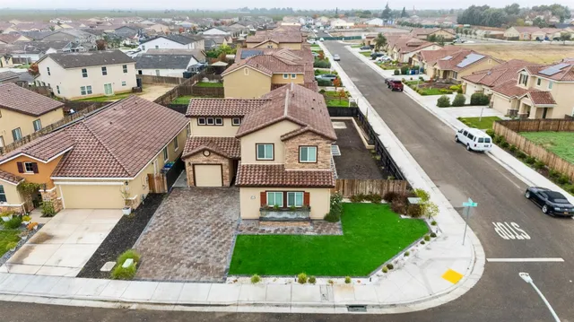 an aerial view of a house