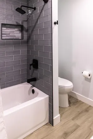 a bathroom with a shower