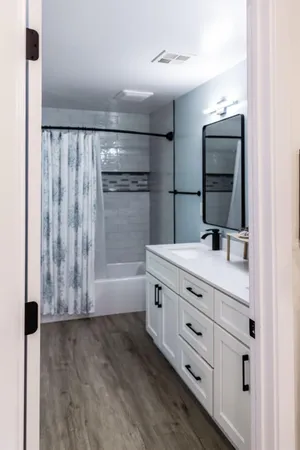 a bathroom with a shower