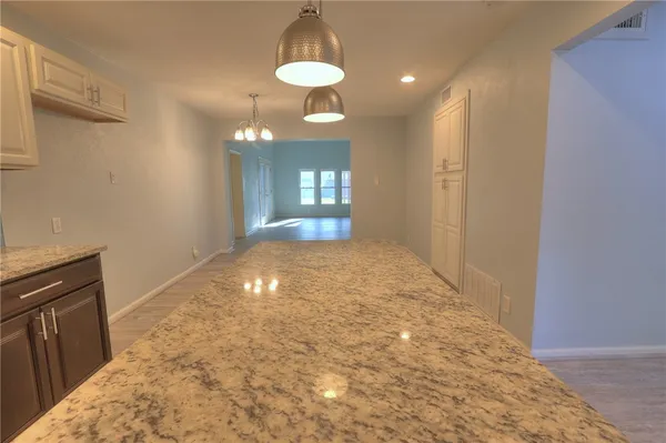 a view of a livingroom with a chandelier