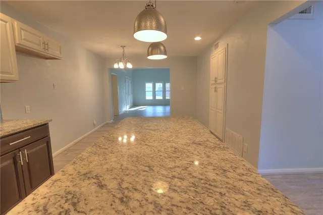 a view of a livingroom with a chandelier