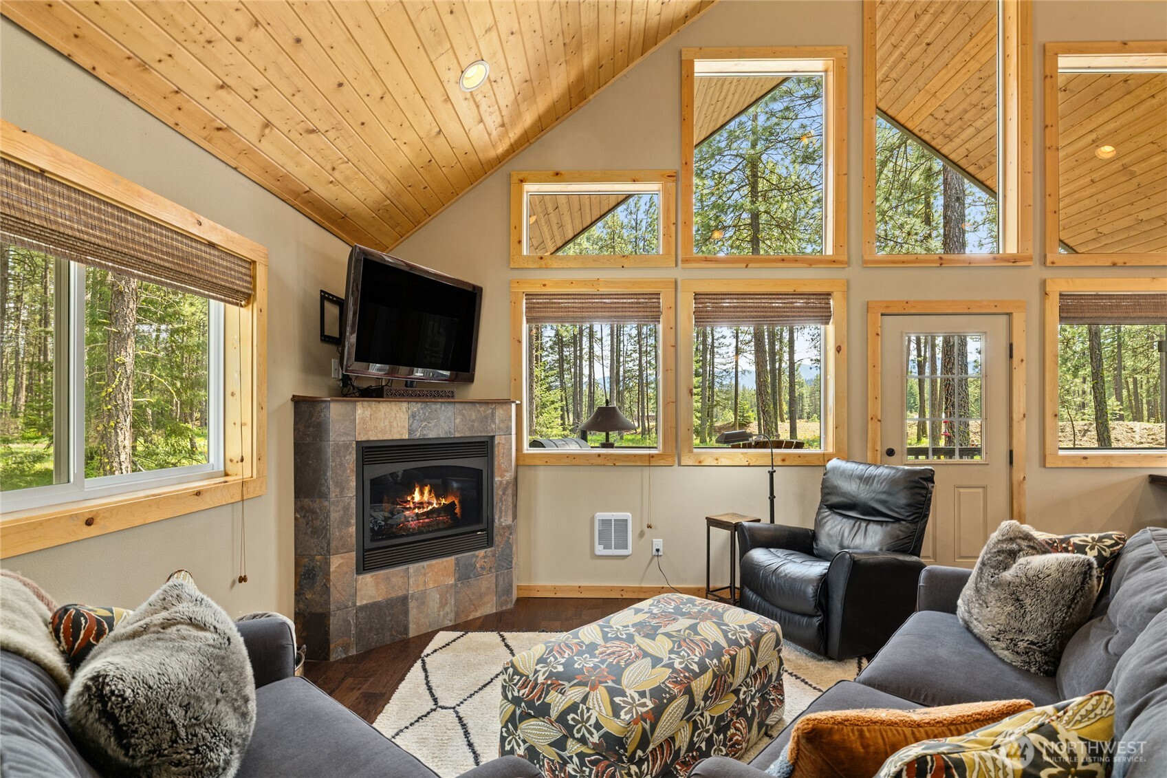 910 Bakers Road Ronald, WA 98940 - Photo 14 of 34 a living room with furniture a flat screen tv and a fireplace