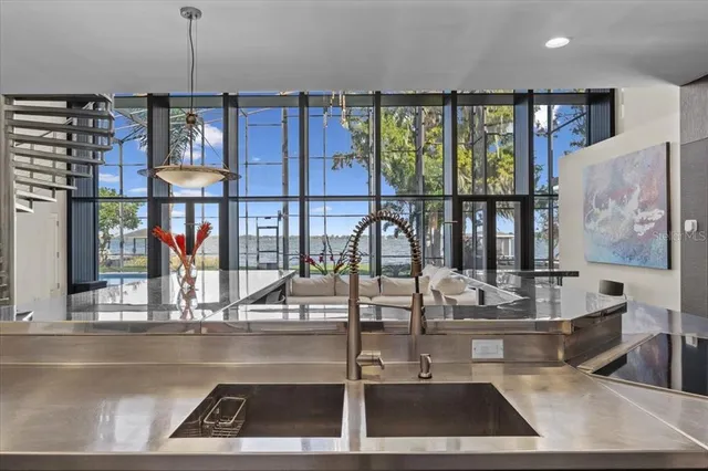 a bathroom with a bathtub