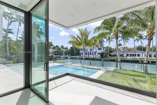 a view of a balcony with city view