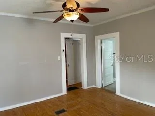 a view of a bedroom with a small space