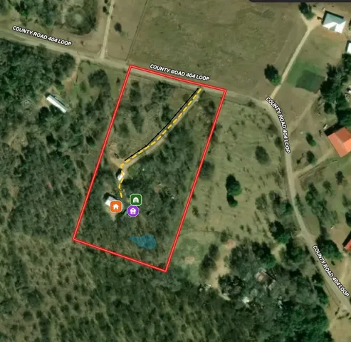 an aerial view of a yard