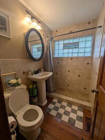 a bathroom with a sink toilet and a shower