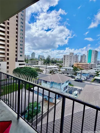 a city view from a balcony
