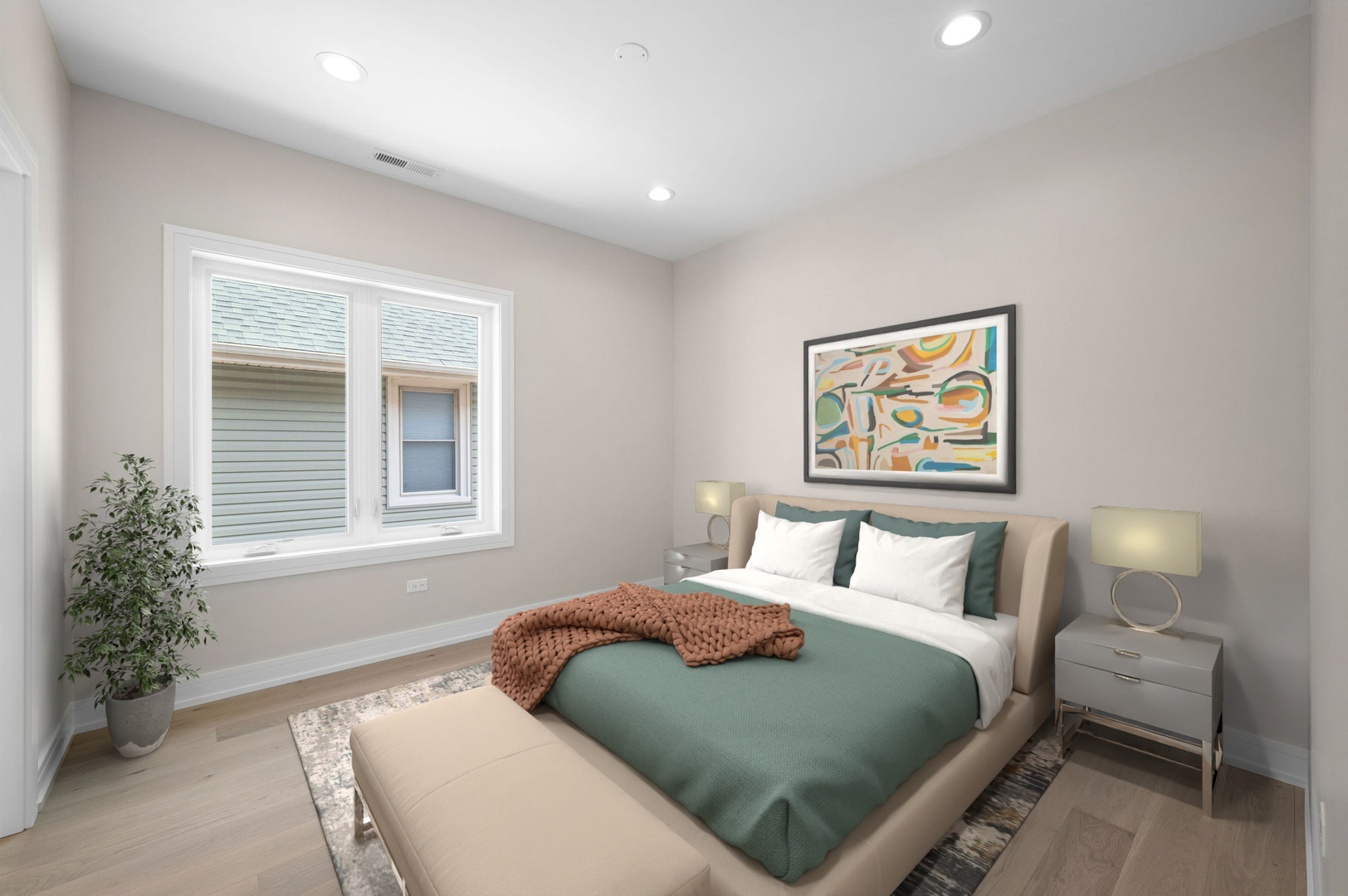5825 West Byron Street Chicago, IL 60634 - Photo 18 of 33 a bedroom with a bed and a couch