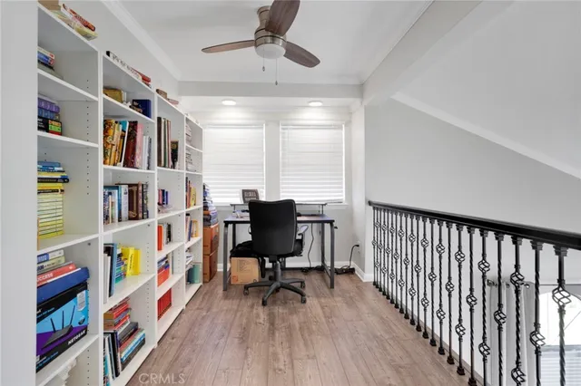 a view of a workspace with furniture and toys