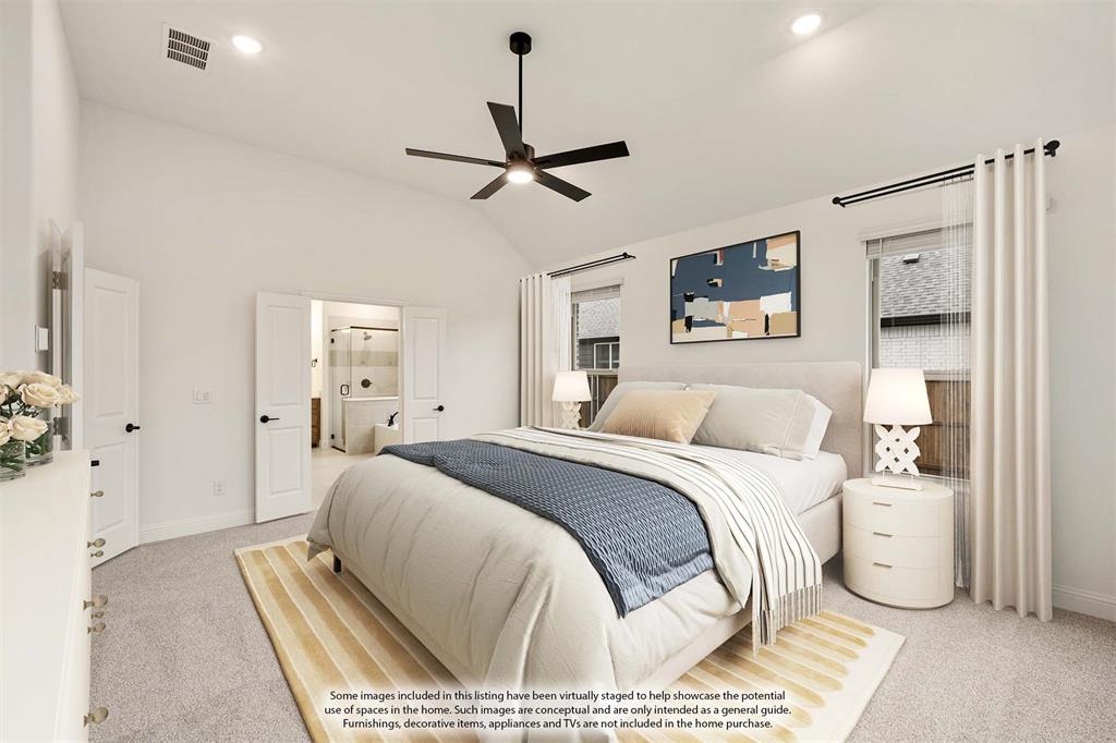 2813 Spg Vly Way Anna, TX 75409 - Photo 22 of 40 a bedroom with a bed and a chandelier