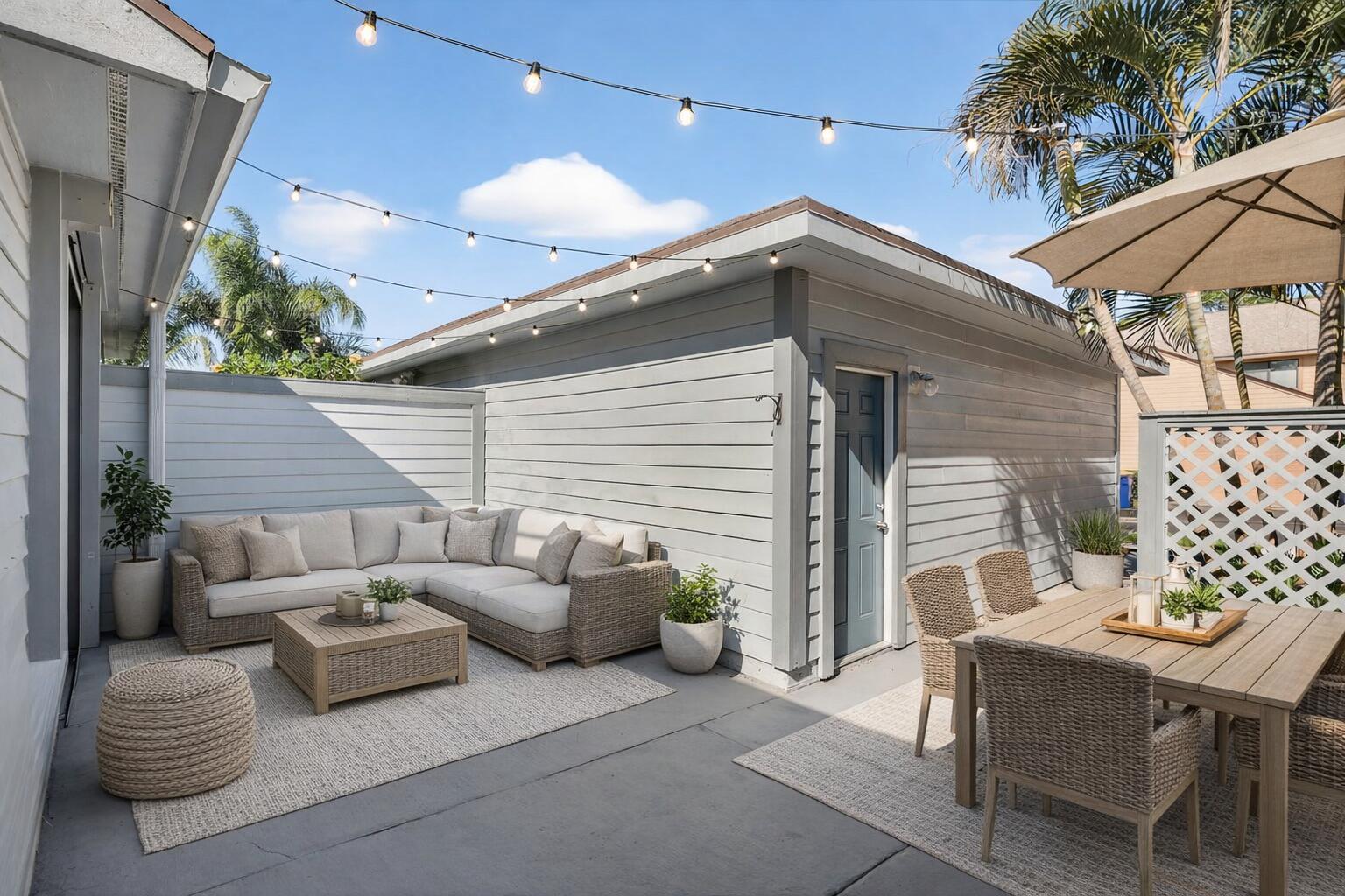 6184 Southeast Georgetown Place Hobe Sound, FL 33455 - Photo 20 of 29 a balcony with furniture and a potted plant