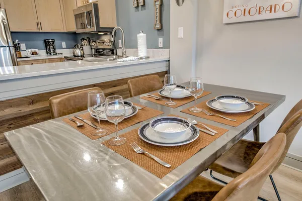 a close view of dining table