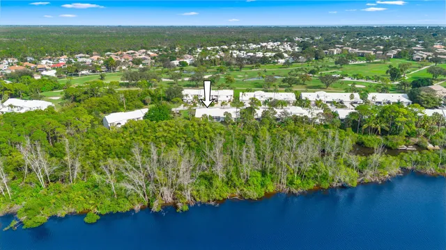 a view of a lake with a city