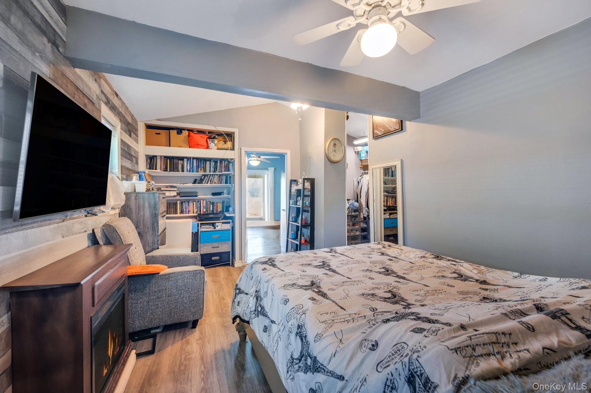 24 Raynor Street West Babylon, NY 11704 - Photo 19 of 45 Bedroom with light wood-type flooring, ceiling fan, and a spacious closet
