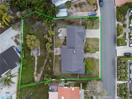 an aerial view of a house