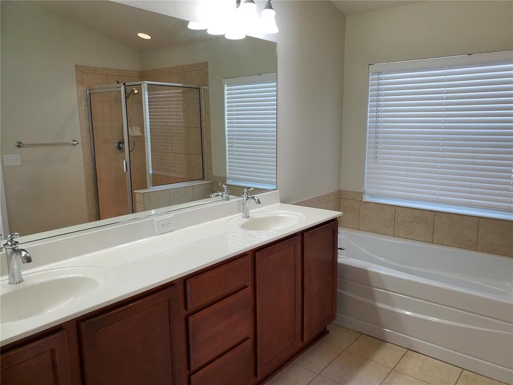 4079 Southwest 47th Court Ocala, FL 34474 - Photo 9 of 31 a bathroom with a double vanity sink and a bathtub