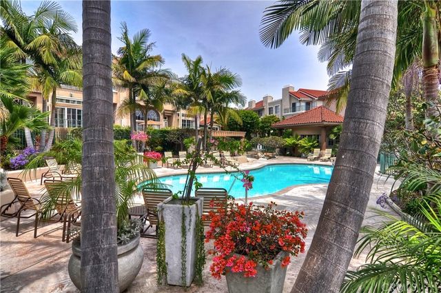 an outdoor space with seating