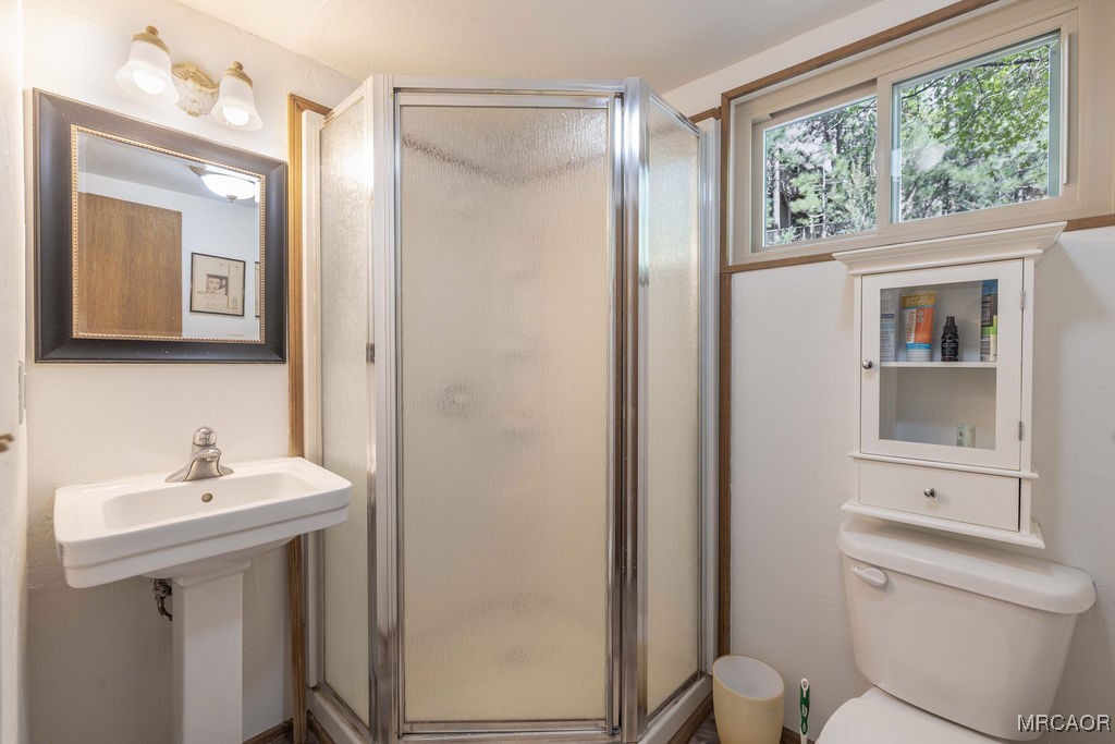 44185 Tim Ron Sugarloaf, CA 92386 - Photo 20 of 45 a bathroom with a sink a toilet and shower
