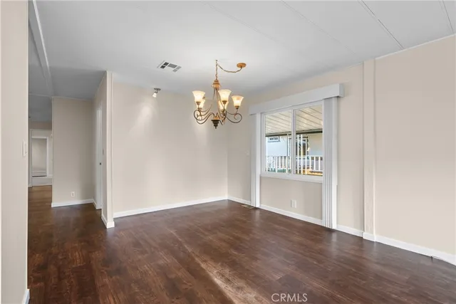 a view of a chandelier in a room