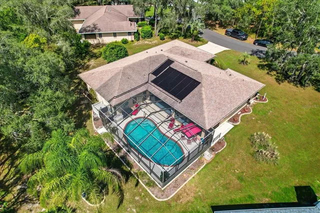 an aerial view of a house