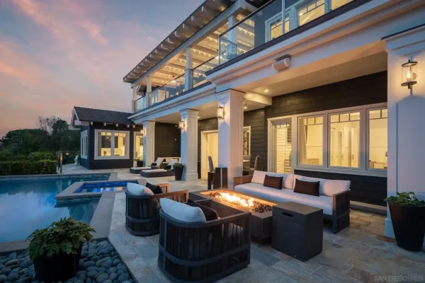 a view of outdoor space with seating