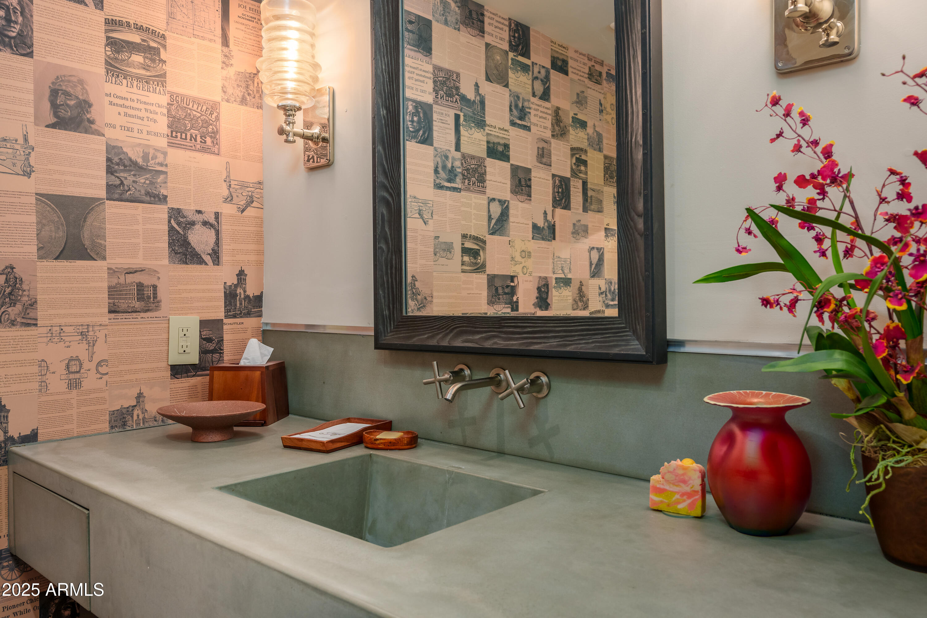 120 Paisano Road Sedona, AZ 86336 - Photo 45 of 63 a bathroom with a sink and a mirror