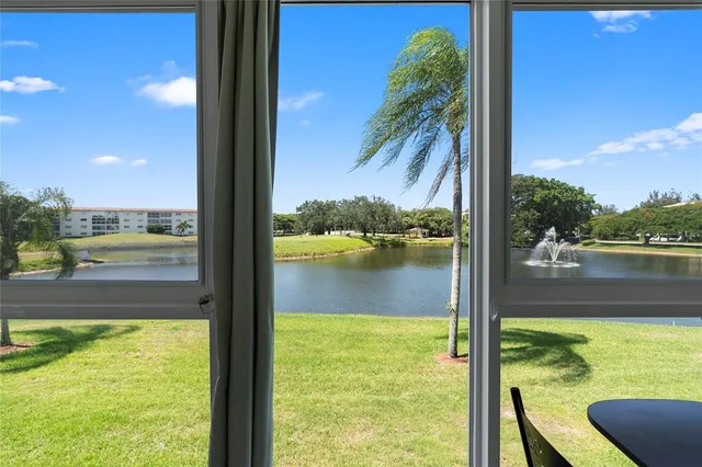 a view of lake from a window