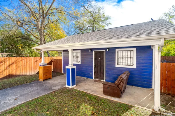 a view of a house with a patio