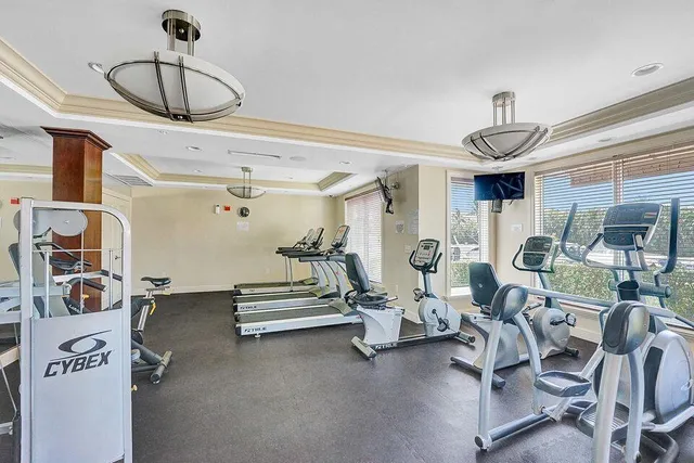 a room with gym equipment