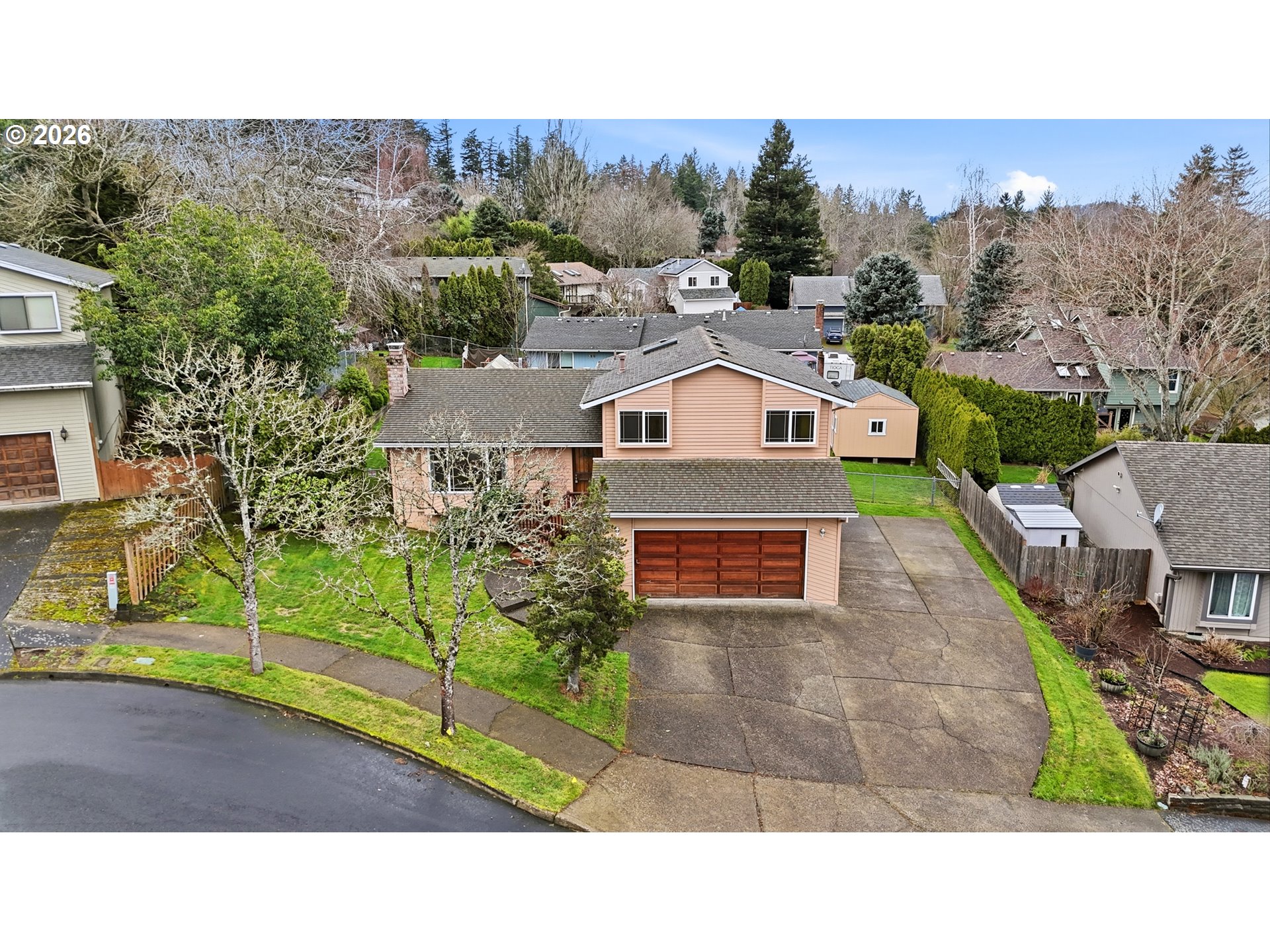 419 Southwest Day Court Gresham, OR 97080 - Photo 35 of 44 a aerial view of a house with a yard and a large tree