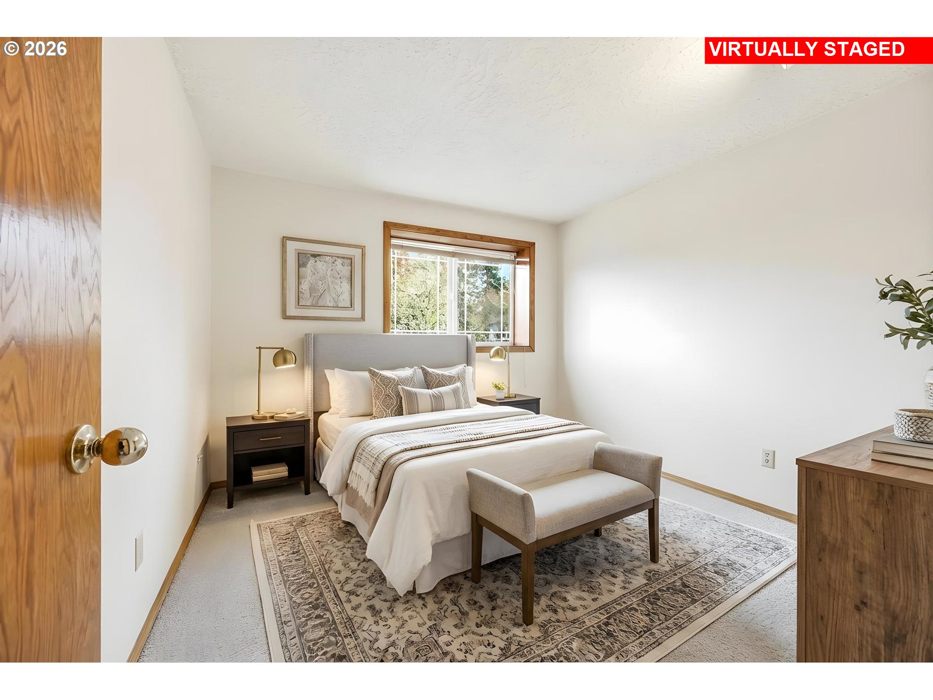 419 Southwest Day Court Gresham, OR 97080 - Photo 9 of 44 a bedroom with a bed and a view of bathroom