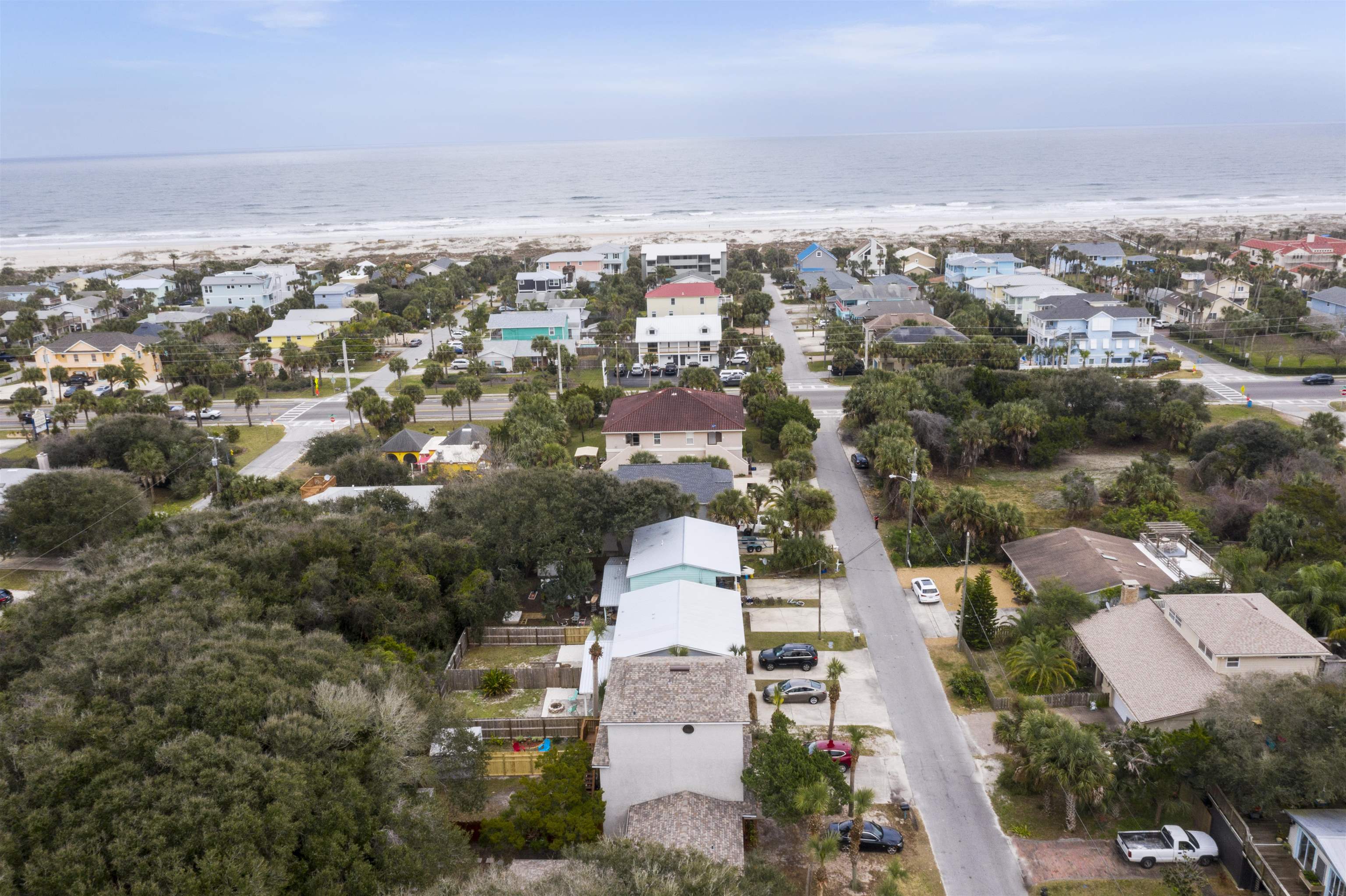 112 E Street St. Augustine, FL 32080 - Photo 34 of 41 an aerial view of a city with lots of residential buildings