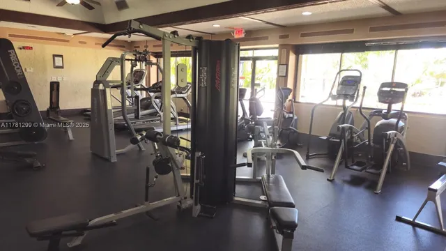 a view of a room with gym equipment