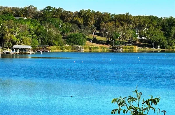 a view of a lake with houses