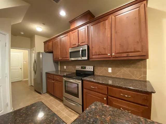 a view of a room with windows