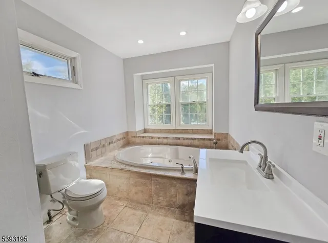 a bathroom with a sink a toilet and a tub