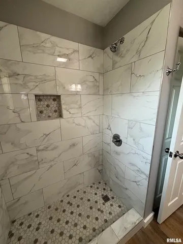 a bathroom with a shower