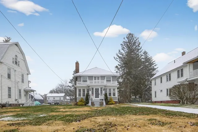a very nice looking yard with a large tree
